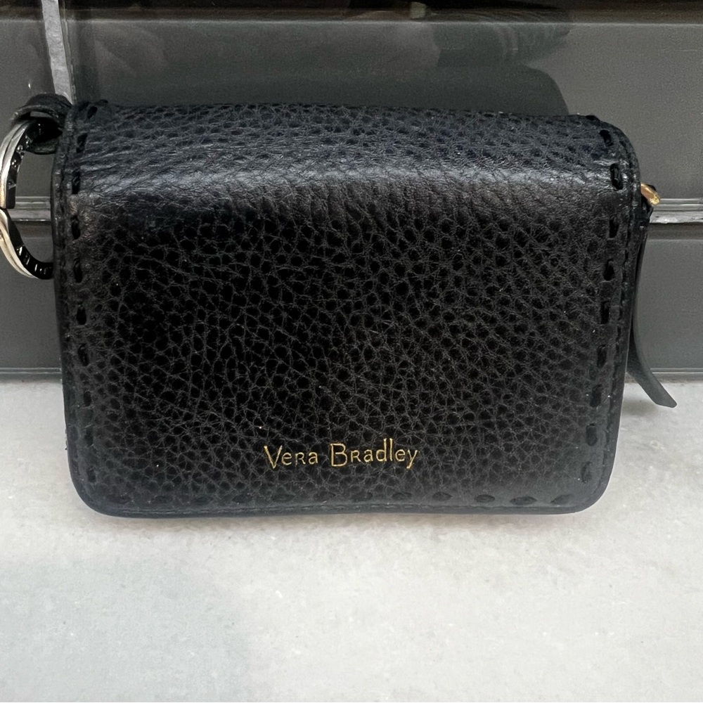 Vera Bradly Black Leather Zip Around Wallet
